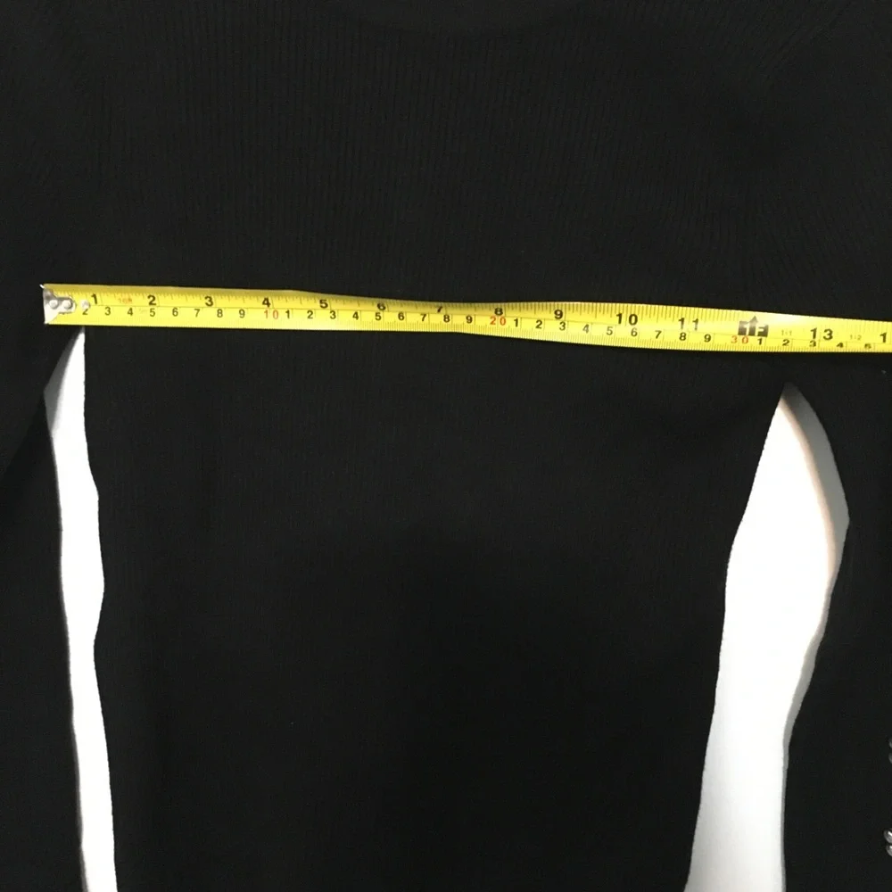 ZARA Sweater | Women's Black with Silver Hook and Eye Sleeve detail Size M - Picture 6 of 9